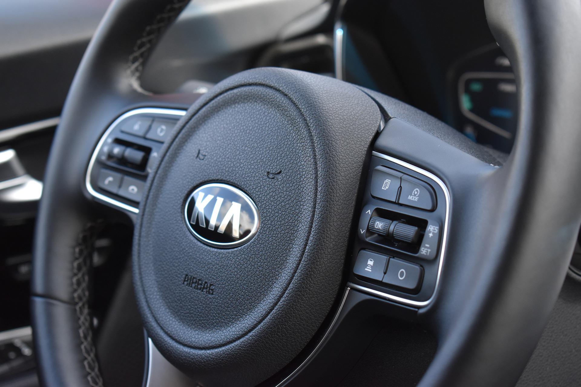 A Kia steering wheel