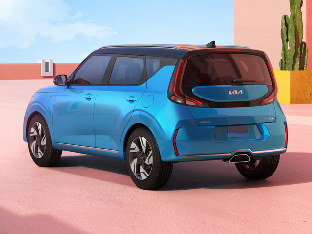 A blue Kia Soul